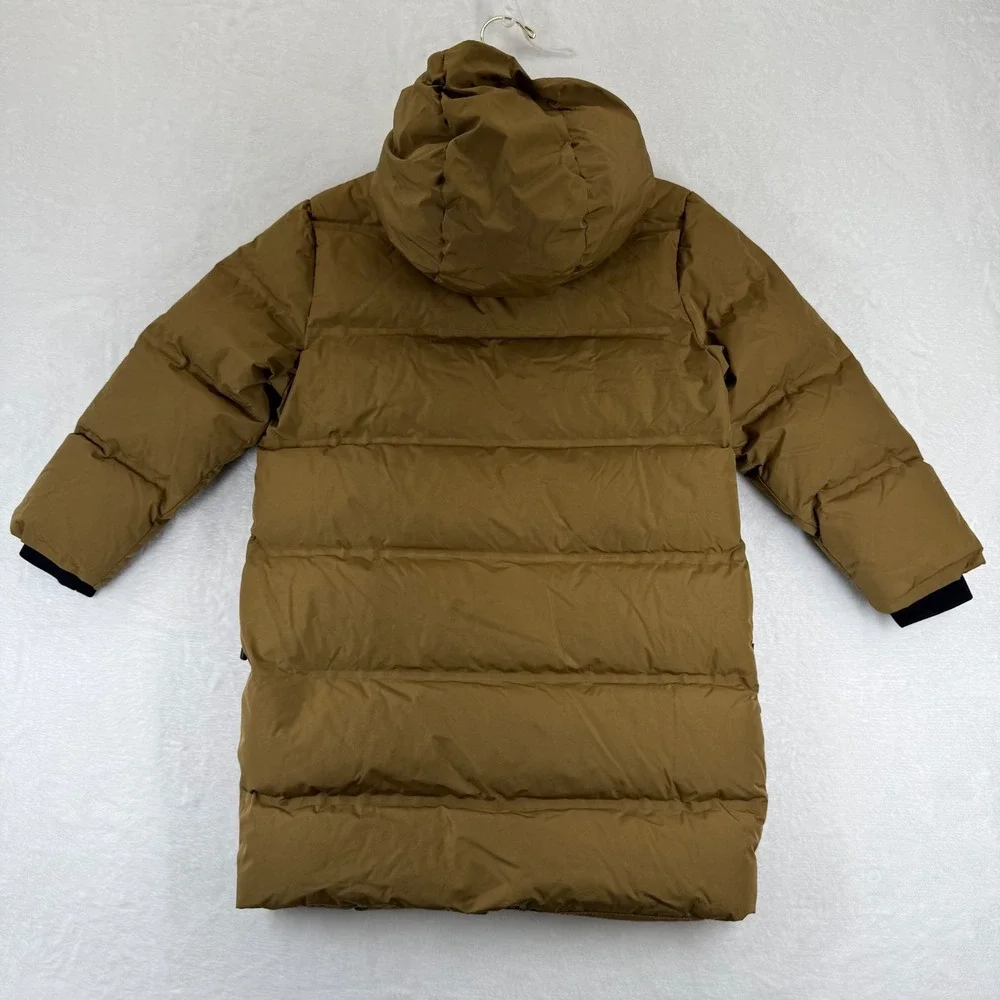 Zara Kids Brown Longline Hooded Down Puffer Coat Jacket‎ Size 8 READ